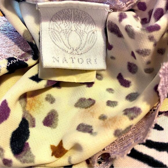 Natori Animal Print Dress Lace Trim Size Small - Picture 9 of 11